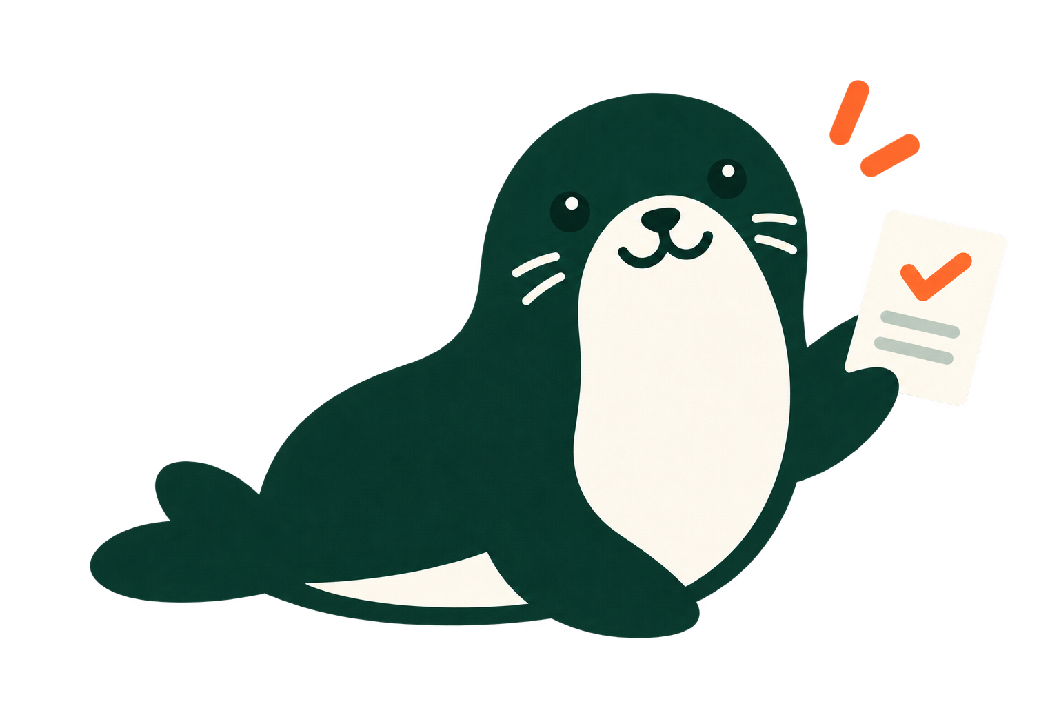 Pip, Proofheld’s friendly seal mascot, holding a receipt